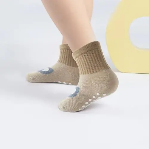 Aroveea Sirpanmaydigan Grip To'piqli Chaqaloq Paypoqlari 12 dona Toddler O'g'il va Qizlar Bolalar uchun, Go'dak Yoqimli Paxta Chaqaloq Paypoqlari - 5