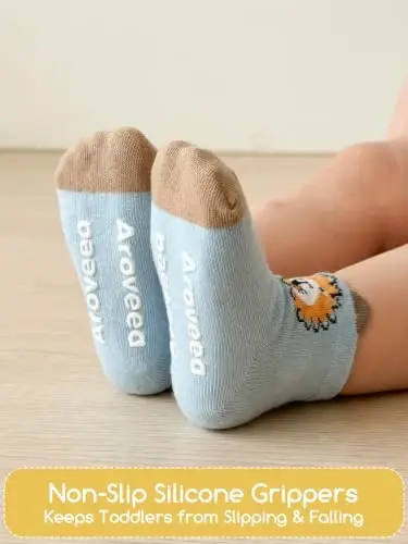Aroveea sirpanmaydigan to'piq paypoqlari, 12 juft, o'g'il va qiz bolalar uchun, chaqaloqlar uchun yoqimli paxtali paypoqlar - 3