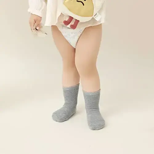 Aroveea Sirpanmaydigan To‘piqli Bolalar Paypoqlari 12 Donadan O‘g‘il va Qiz Bolalar uchun, Go‘daklar uchun Chiroyli Paxta Bolalar Paypoqlari - 5