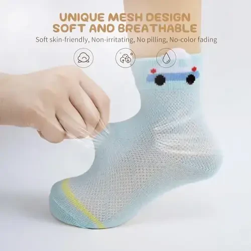 Aroveea Non Slip Grip Ankle Baby Socks 12 Pack for Toddler Boys and Girls Kids,Infant Cute Cotton Baby Socks - 4