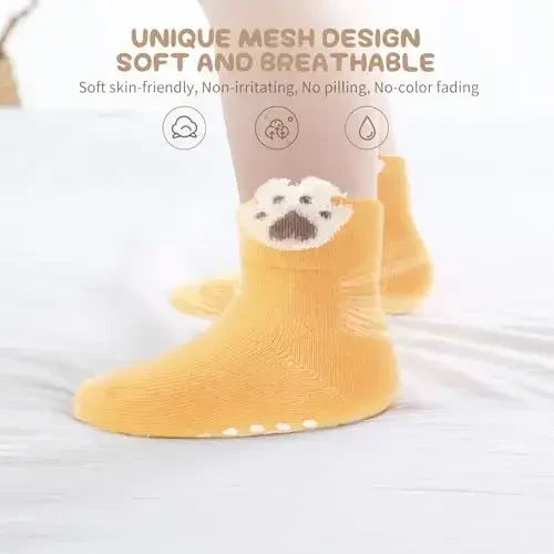 Aroveea Sirpanmaydigan To'piqli Chaqaloq Paypoqlari 12 Donadan iborat Go'dak O'g'il va Qiz Bolalar Uchun, Chaqaloq Chiroyli Paxta Chaqaloq Paypoqlari - 2