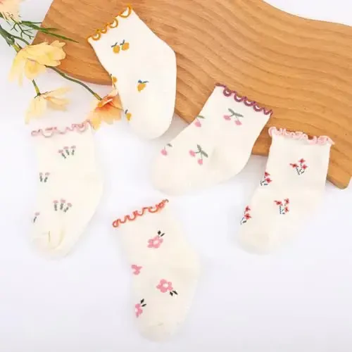 Aroveea Sirpanmaydigan Tutqichli To'piqli Bolalar Paypoqlari 12 Pachka Go'dak O'g'il va Qiz Bolalar Uchun, Chaqaloq Paxta Paypoqlari - 5