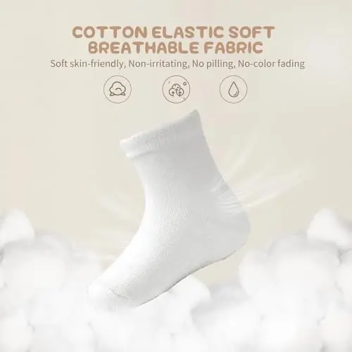 Aroveea Toddler Socks Non Slip Grip Cute Cotton Baby Socks 12 Pack for Toddler Boys Girls Kids - 4
