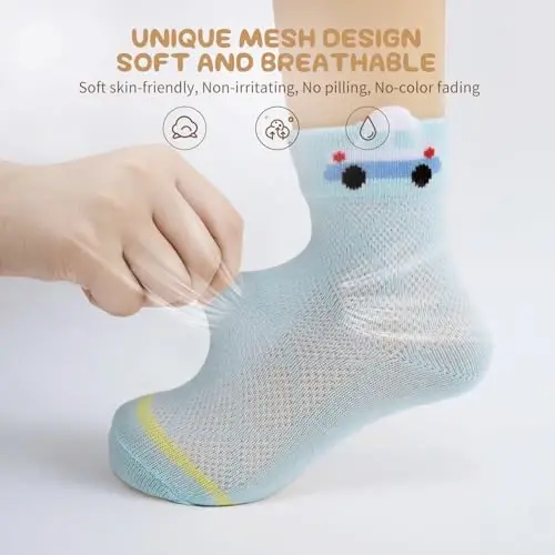 Aroveea Toddler Socks Non Slip Grip Ankle Baby 12 Pack for Kids Boys Girls | Soft combed cotton; safety silicone on bottom; machine washable; fits 6M to 7Y children indoor outdoor play all season - 4