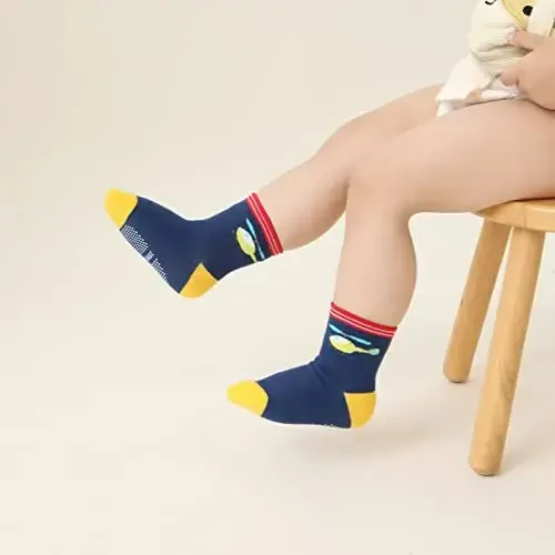 Aroveea Toddler Socks Non Slip Grip Cute Cotton Baby Socks 12 Pack for Toddler Boys Girls Kids - 2