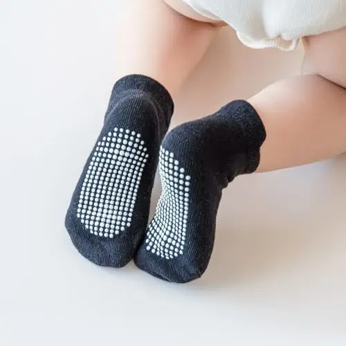 Aroveea Toddler Socks Non Slip Grip Cute Cotton Baby Socks 12 Pack for Toddler Boys Girls Kids - 2