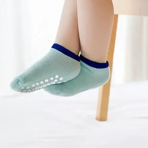 Aroveea Non Slip Grip Ankle Baby Socks 12 Pack for Toddler Boys and Girls Kids,Infant Cute Cotton Baby Socks - 5