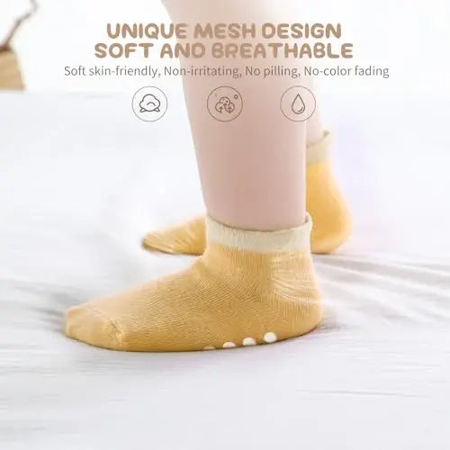 Aroveea Non Slip Grip Ankle Baby Socks 12 Pack for Toddler Boys and Girls Kids,Infant Cute Cotton Baby Socks - 2