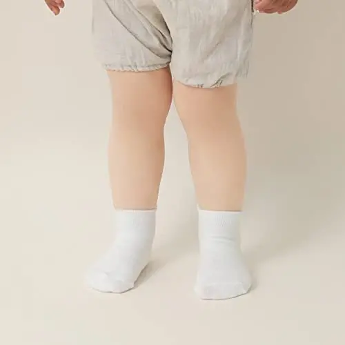 Aroveea Toyib Sirpanmaydigan Grip To'piqli Chaqaloq Paypoqlari 12 Ta O'ram Toddler O'g'il va Qizlar Bolalar uchun, Go'dak Yoqimli Paxta Chaqaloq Paypoqlari - 3