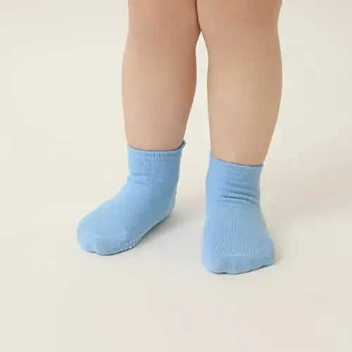 Aroveea Toymayan Kaymayan Tutqichli To'piqli Chaqaloq Paypoqlari 12 Pachka O'g'il va Qizlar uchun Go'daklar, Go'daklar uchun Yoqimli Paxta Chaqaloq Paypoqlari - 5