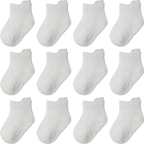 Aroveea Toddler Socks Non Slip Grip Cute Cotton Baby Socks 12 Pack for Toddler Boys Girls Kids - 1
