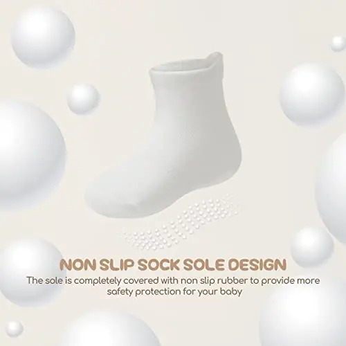 Aroveea Toddler Socks Non Slip Grip Cute Cotton Baby Socks 12 Pack for Toddler Boys Girls Kids - 4