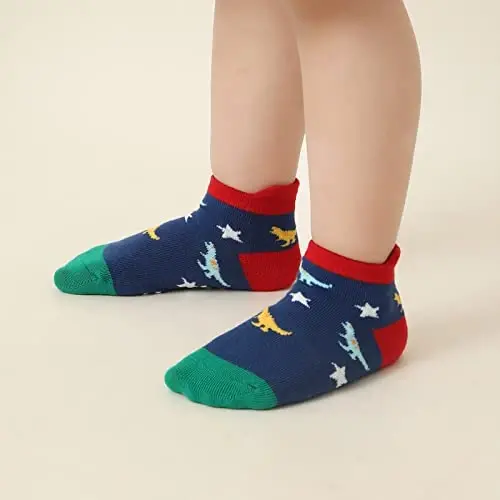 Aroveea Toddler Socks Non Slip Grip Cute Cotton Baby Socks 12 Pack for Toddler Boys Girls Kids - 2