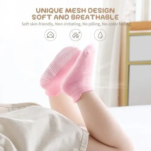 Aroveea Toddler Socks Non Slip Grip Cute Cotton Baby Socks 12 Pack for Toddler Boys Girls Kids - 4