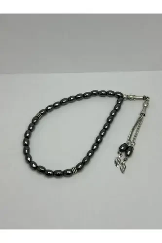 Arpa Kesim Kozalı Hematit Doğal Taş Tesbih 02341-siyah - 3