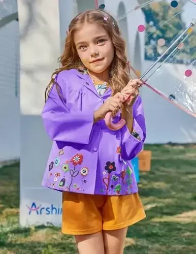 Arshiner Girl Baby Kid Suv o'tkazmaydigan Kapüşonlu Palto Kurtka Ustki kiyim Yomg'ir Palto Kapüşonlar - ARSHINER (1)