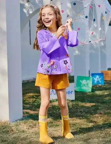 Arshiner Girl Baby Kid Waterproof Hooded Coat Jacket Outwear Raincoat Hoodies - 3