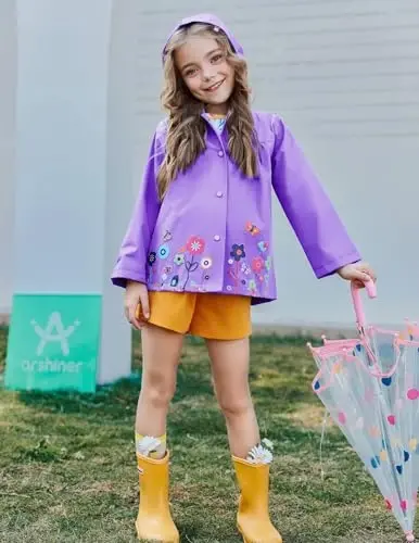 Arshiner Girl Baby Kid Waterproof Hooded Coat Jacket Outwear Raincoat Hoodies - 4