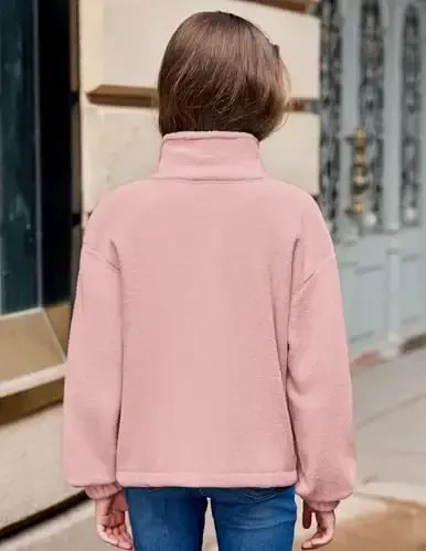 Arshiner Girls fermuarli polar kurtka kuz-qish Sherpa sviterlar issiq ustki kiyim cho'ntakli qisqa palto - 3