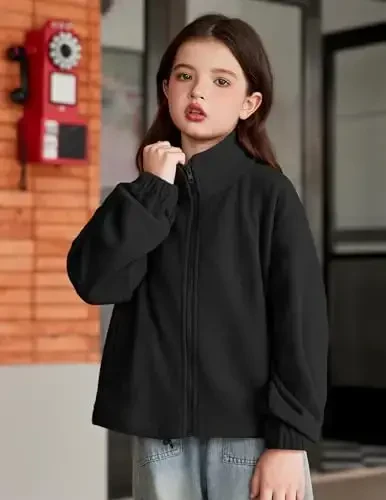 Arshiner Girls Zip Up Fleece Jacket Fall Winter Sherpa Ko'ylagi Issiq Tashqi Kiyim Qisqartirilgan Palto Cho'ntaklari bilan - 5