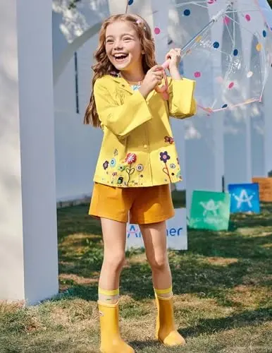 Arshiner Girl Baby Kid Waterproof Hooded Coat Jacket Outwear Raincoat Hoodies - 4