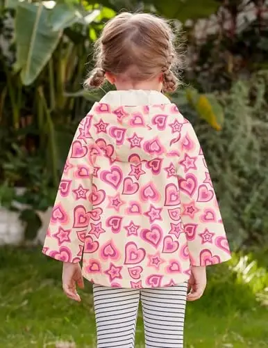 Arshiner Kız Bebek Çocuk Su Geçirmez Kapüşonlu Mont Ceket Dış Giyim Yağmurluk Kapüşonlu Sweatshirt - 3