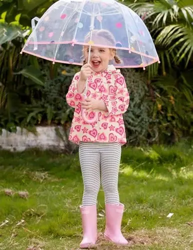 Arshiner Kız Bebek Çocuk Su Geçirmez Kapüşonlu Mont Ceket Dış Giyim Yağmurluk Kapüşonlu Sweatshirt - 4