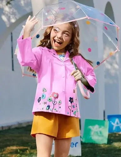 Arshiner Girl Baby Kid Waterproof Hooded Coat Jacket Outwear Raincoat Hoodies - 3