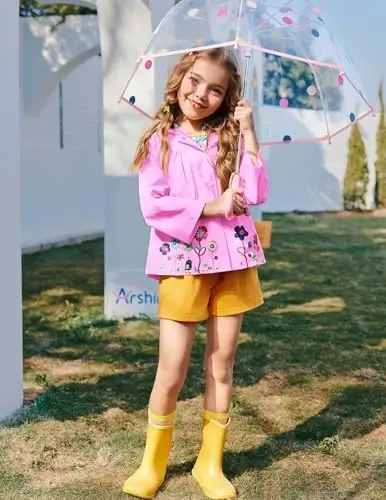 Arshiner Girl Baby Kid Waterproof Hooded Coat Jacket Outwear Raincoat Hoodies - 4
