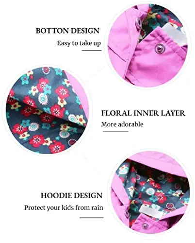Arshiner Girl Baby Kid Waterproof Hooded Coat Jacket Outwear Raincoat Hoodies - 6