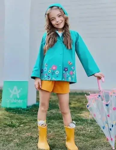 Arshiner Girl Baby Kid Waterproof Hooded Coat Jacket Outwear Raincoat Hoodies - 5