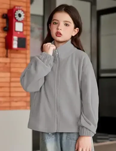 Arshiner Girls Zip Up Fleece Jacket Fall Winter Sherpa Sweatshirts Warm Outwear Crop Coat with Pockets - ARSHINER (1)