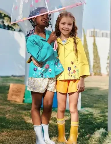 Arshiner Qiz Chaqaloq Bolalar Suv o'tkazmaydigan Kapüşonli Palto Kurtka Ustki Kiyim Yomg'ir Palto Xuddi - 5