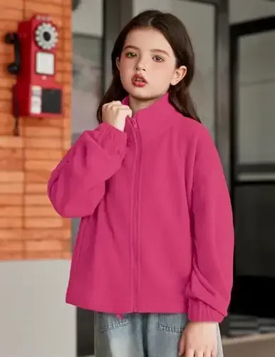 Arshiner Qizlar Fermuarli Fleece Kurtka Kuz Qish Sherpa Sviterlar Issiq Ustki Kiyim Cho'ntaklar bilan Qisqa Palto - 5