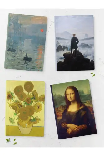 Art Themed Notebook Set - 4 Pieces - 14cm*20cm - 64 Pages - Unlined - Art 