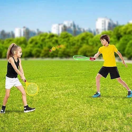 ArtCreativity Bolalar uchun Badminton Raketlari To'plami - 2 Raketka, 2 Bridie, 2 Yumshoq To'p, 2 Tennis To'pi va Saqlash Sumkasi bilan 9 Qismli Badminton To'plami - Bolalar uchun Aksesuarlar bilan O'yinchoq Badminton va Tennis Raketlari - 2