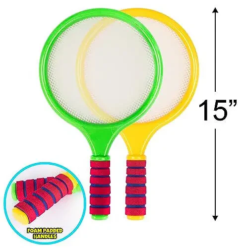 ArtCreativity Bolalar uchun Badminton Raketlari To'plami - 2 Raketka, 2 Bridie, 2 Yumshoq To'p, 2 Tennis To'pi va Saqlash Sumkasi bilan 9 Qismli Badminton To'plami - Bolalar uchun Aksesuarlar bilan O'yinchoq Badminton va Tennis Raketlari - 5
