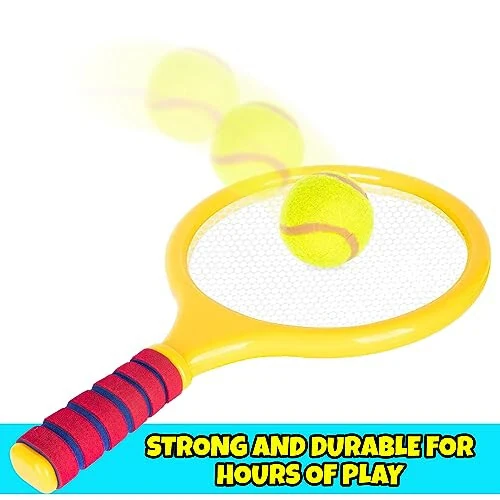 ArtCreativity Bolalar uchun Badminton Raketlari To'plami - 2 Raketka, 2 Bridie, 2 Yumshoq To'p, 2 Tennis To'pi va Saqlash Sumkasi bilan 9 Qismli Badminton To'plami - Bolalar uchun Aksesuarlar bilan O'yinchoq Badminton va Tennis Raketlari - 7