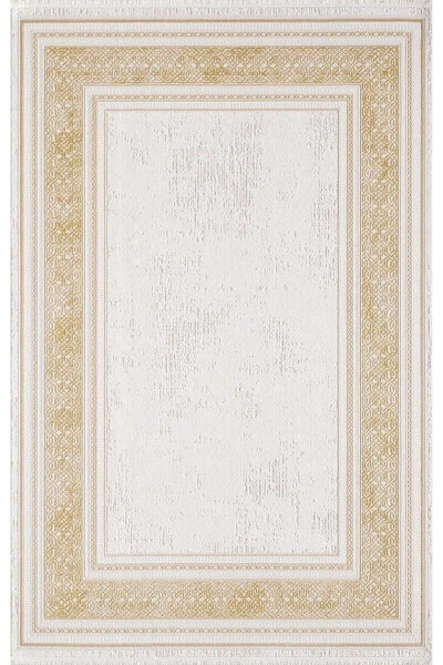 Artemis Carpet 02495C Gold Cream Framed Striped Carpet - ARTEMIS HALI