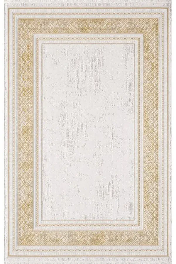 Artemis Carpet 02495C Gold Cream Framed Striped Carpet - 1