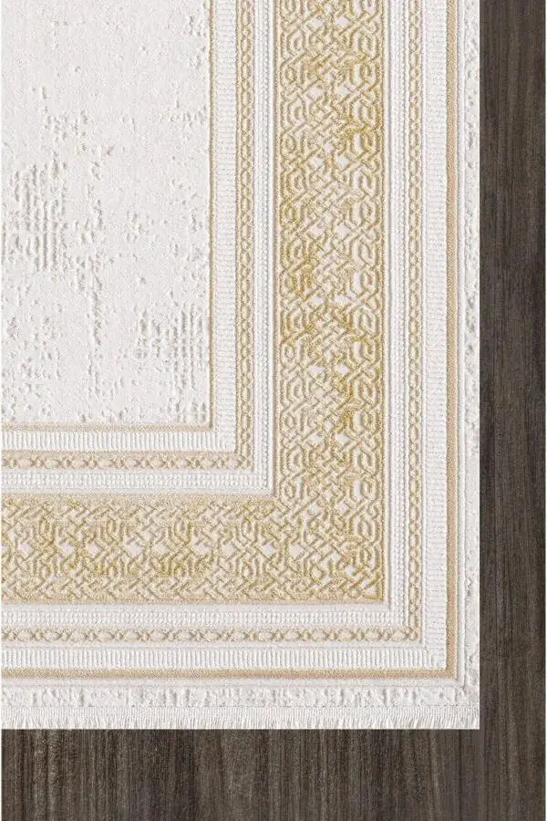Artemis Carpet 02495C Gold Cream Framed Striped Carpet - 2