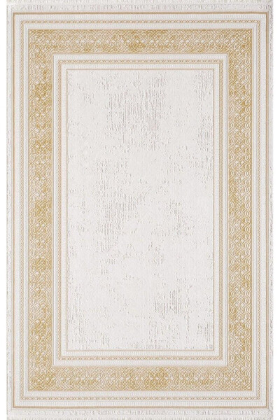 Artemis Carpet 02495C Gold Cream Framed Striped Carpet 