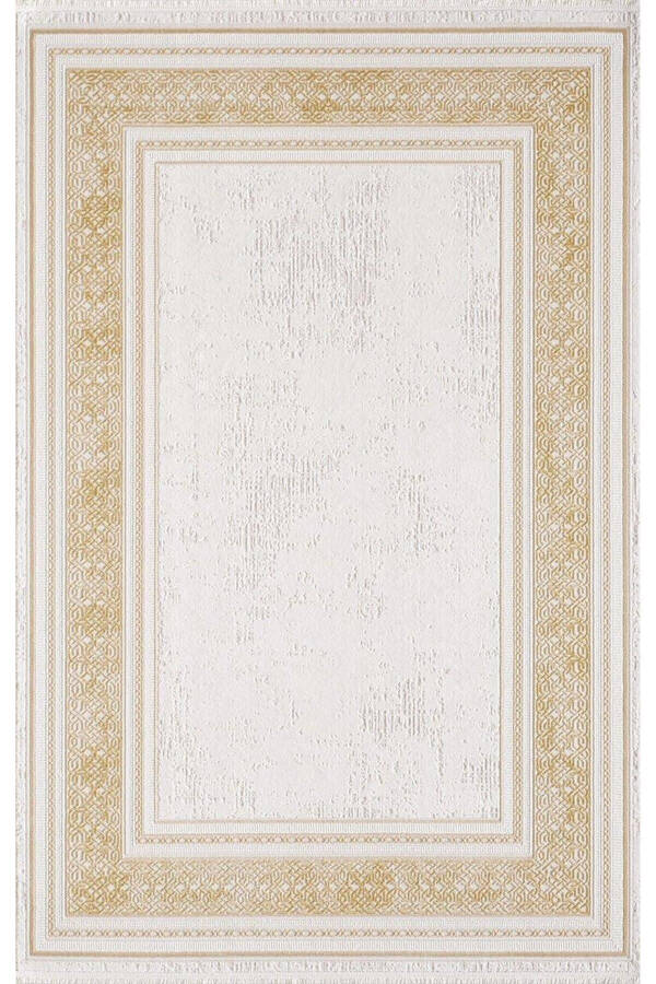 Artemis Carpet 02495C Gold Cream Framed Striped Carpet - 1
