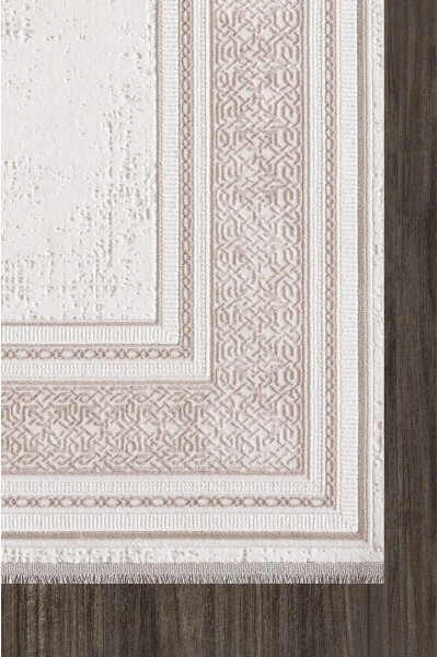 Artemis Gilam 02495B G'ishtli Bej Chiziqli Ramkali Gilam - ARTEMIS HALI (1)