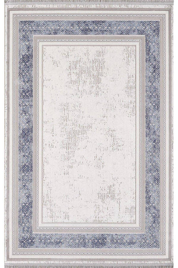 Artemis Rug 02495A Beige Blue Framed Striped Rug - 1