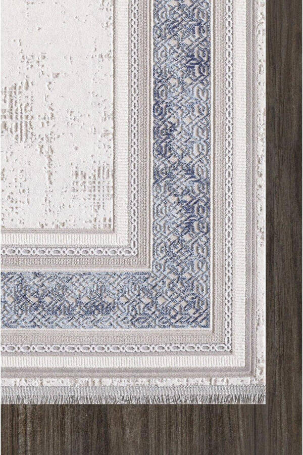 Artemis Rug 02495A Beige Blue Framed Striped Rug - 2