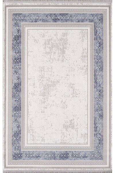 Artemis Rug 02495A Beige Blue Framed Striped Rug 
