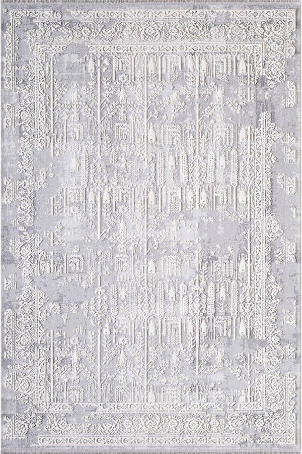 Artemis Rug 05856A Grey Cream Modern Vintage Pattern Rug - 1