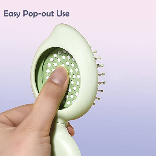 Arthaxi Hair Brush with Mirror, Compact Mirror and Mini Hair Brush Set, Folding Hairbrush for Women, Gifts for Women, Green - 2