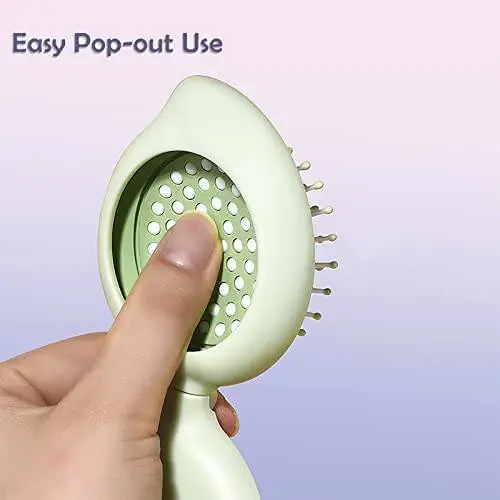 Arthaxi Hair Brush with Mirror, Compact Mirror and Mini Hair Brush Set, Folding Hairbrush for Women, Gifts for Women, Green - 2